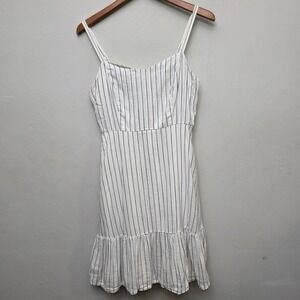 Old Navy Cami Dress Striped Sleeveless Ruffle Hem Casual White Blue M Lined